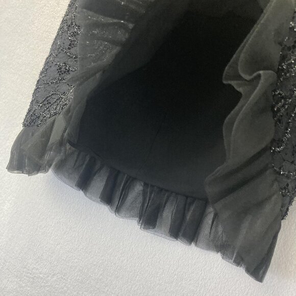 Camila Coelho Revolve Asymmetrical Ruffle Skirt Size Small Black Glitter Witchy - Picture 7 of 9